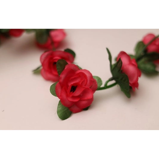 Generic Artificial Darkpink Rose Vine Flowers Plants Artificial Flower Creeper Hanging Rose For Home Decoration (Color: DarkPink, Material: Silk Polyester)