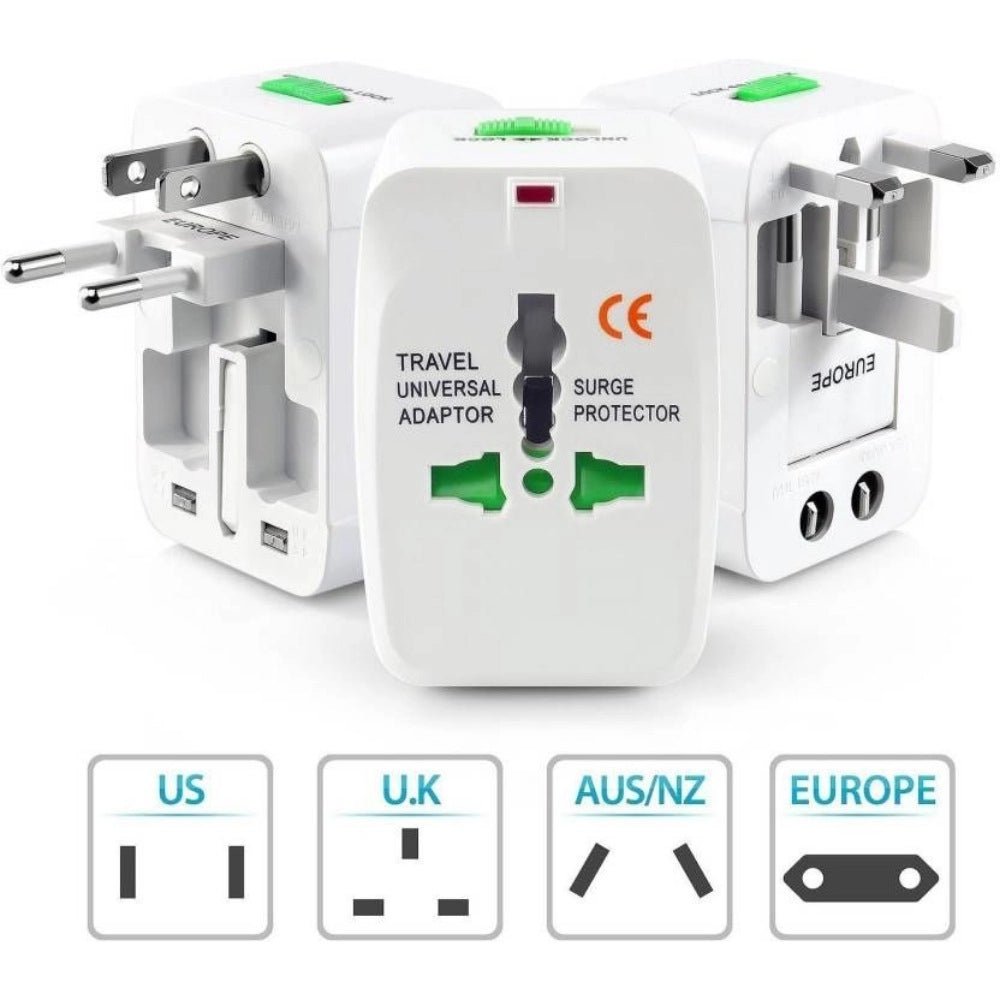 Generic Universal Travel Adapter with 125V 6A, 250V Surge_Spike Protected Electrical Plug White (White)
