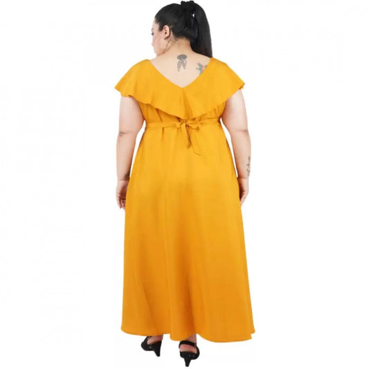 Generic Women's Fit And Flare Yellow Dress (Color:Yellow, Material:Polyester)