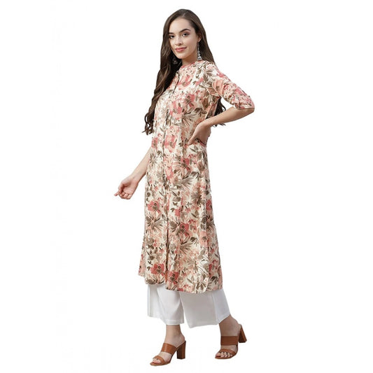 Generic Women's Cotton Printed Floral Print Kurti (Multicolor, Cotton)