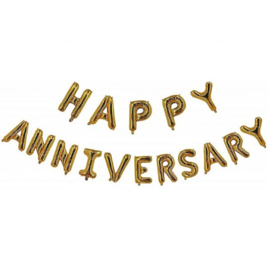 Generic Happy Anniversary Alphabet Foil Balloon Combo With Bottle And Cheersglass Balloons (Multicolor)
