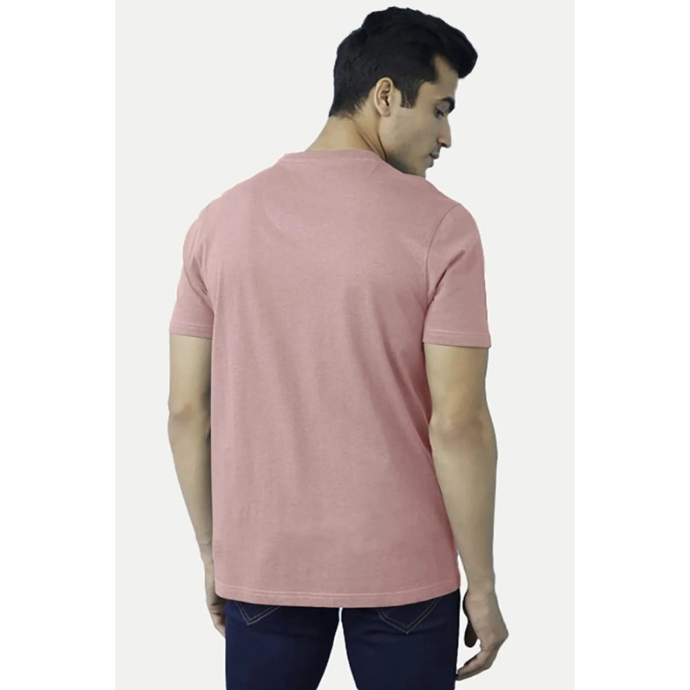 Generic Men's Casual Half sleeve Digital Printed Cotton Crew Neck T-shirt (Coral)