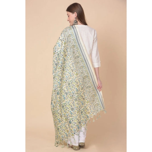 Generic Women's Art Silk Printed Dupatta (Off White, Length: 2.25 to 2.50 Mtr)