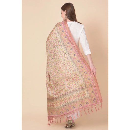 Generic Women's Art Silk Printed Dupatta (Pink, Length: 2.25 to 2.50 Mtr)