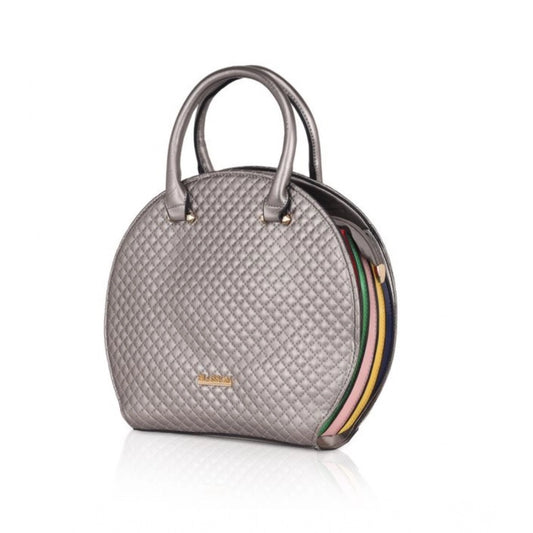 Generic Women's Faux Leather Printed Adjustable Long Belt Handbag (Silver Grey)