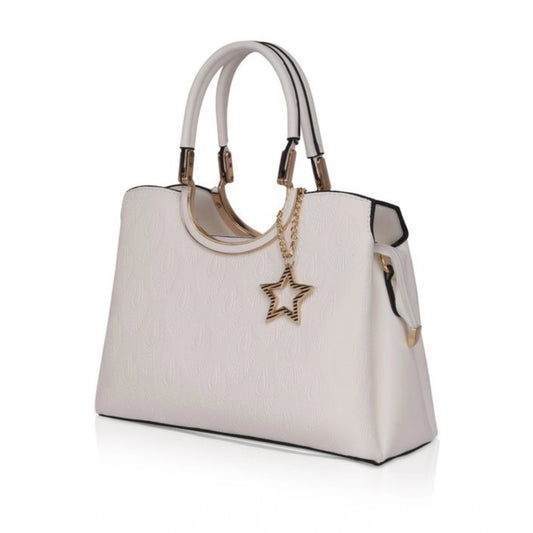 Generic Women's Faux Leather Printed Adjustable Long Belt Handbag (White)