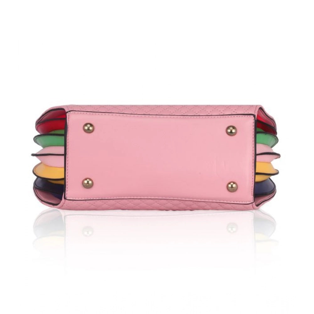 Generic Women's Faux Leather Printed Adjustable Long Belt Handbag (Pink)