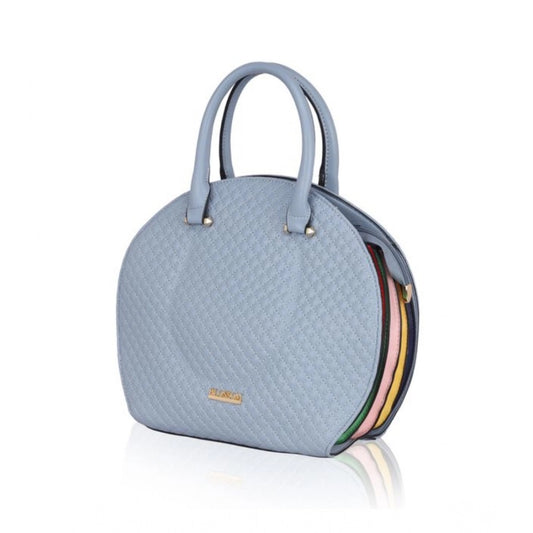 Generic Women's Faux Leather Printed Adjustable Long Belt Handbag (Blue)