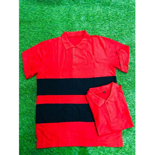 Generic Men's Casual Short Sleeves Cotton Polo Neck T-shirt (Red)