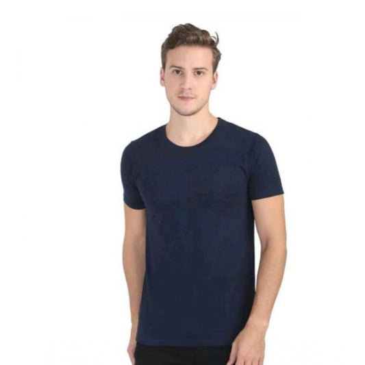 Generic Men's Casual Short Sleeves Cotton Round Neck T-shirt (Navy blue)