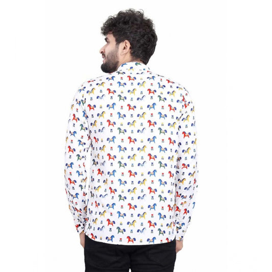 Generic Men's Cotton Blended Printed Full Sleeve Short kurta (Multicolor)