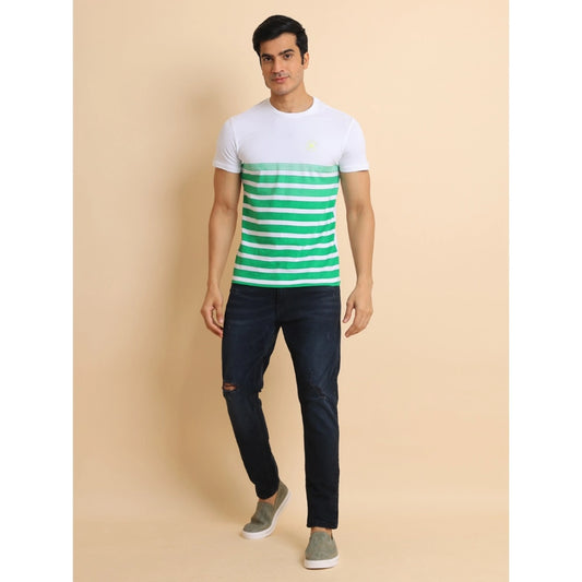 Generic Men's Casual Cotton Printed Round Neck Half Sleeve T-Shirt (Green)