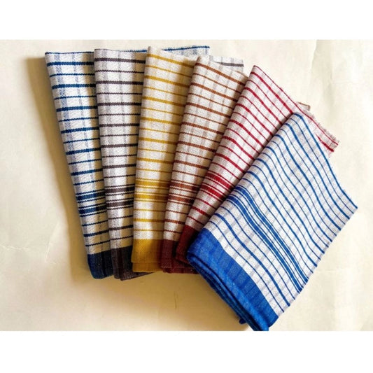 Generic Pack Of_6 Cotton Checkered Kitchen Towel Sets (Multicolor, Size: 18x28 In)