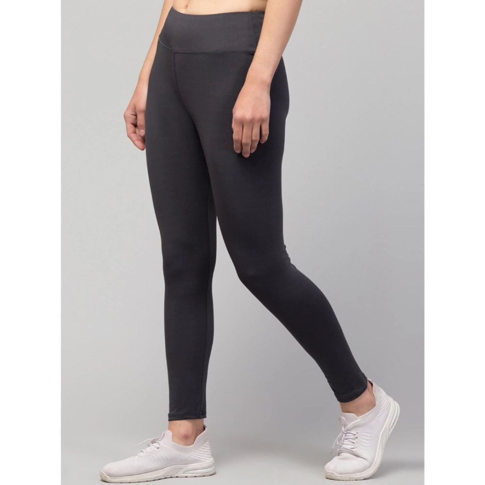 Generic Women's Polyester Solid Ankle Length High-Rise Tights (Grey)