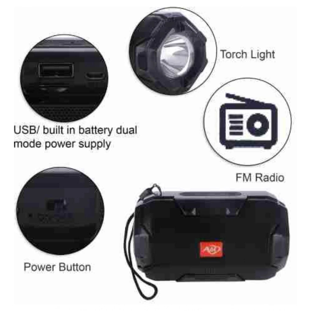 Generic Plastic Rubber Wireless AO105 Bluetooth Speaker (Black)