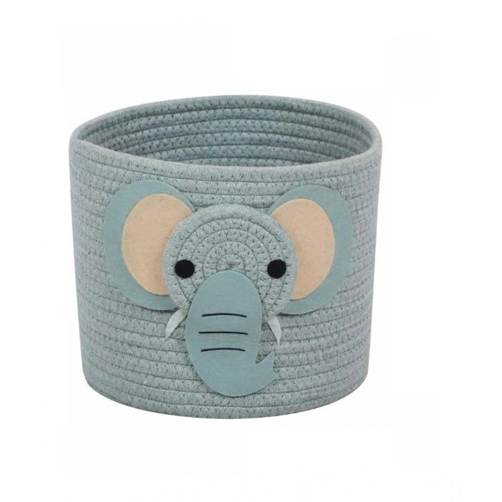 Generic Cotton Elephant Basket 10x8 Inch Pack of 1 (Grey)