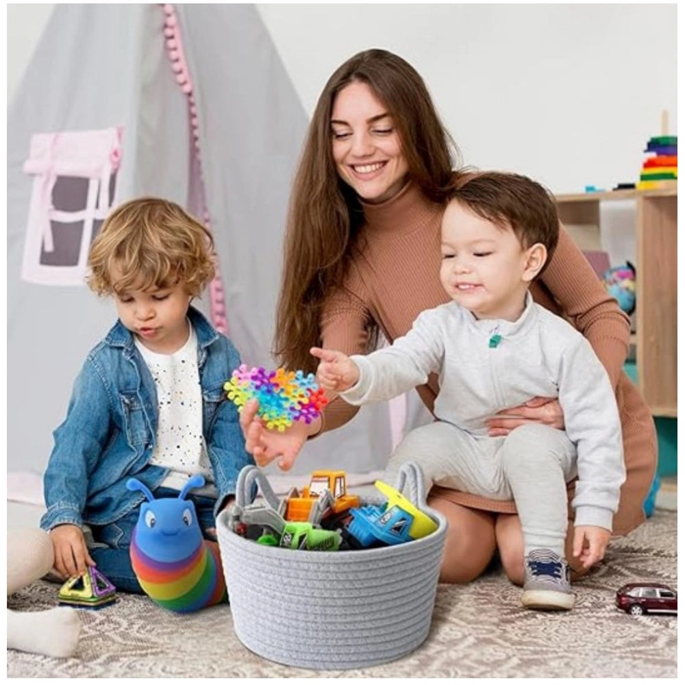 Generic Cotton Plain Cat Basket 9x5 Inch Pack of 1 (Grey)