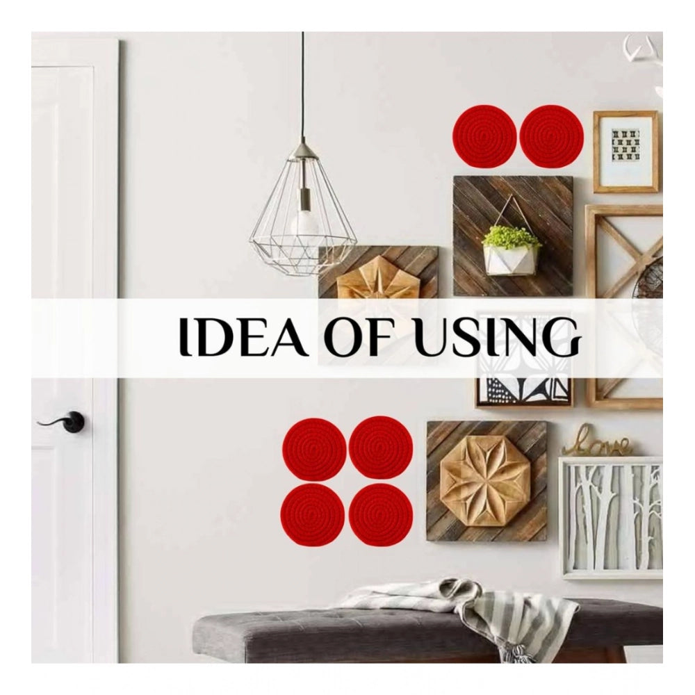 Generic Cotton Rope Drink Coasters 4 Pcs Set (Red)