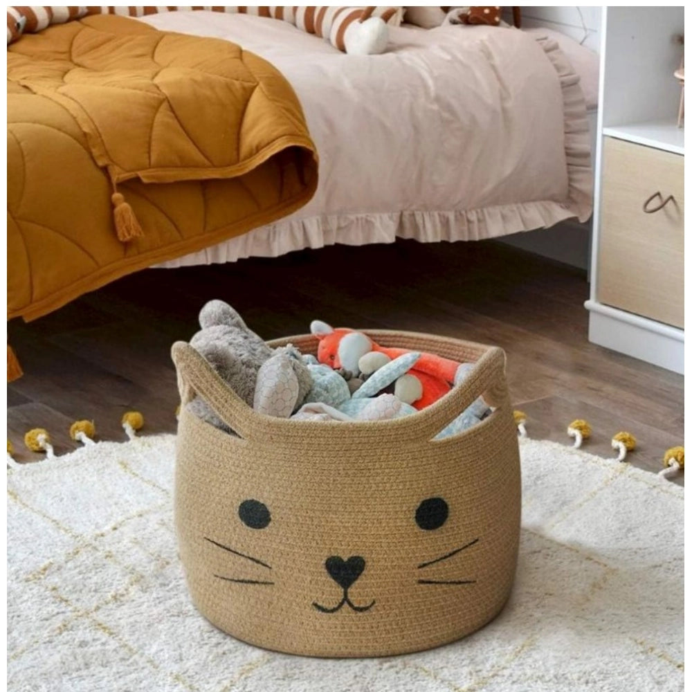 Generic Cotton Large Storage Cat Basket 15x11 Inch Pack of 1 (Beige)