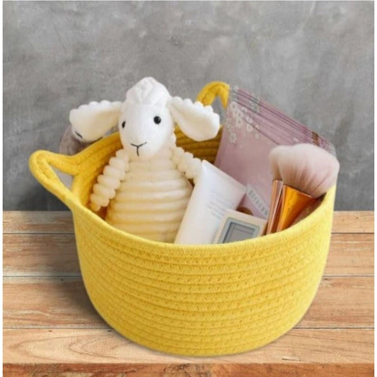 Generic Cotton Plain Cat Basket 9x5 Inch Pack of 1 (Yellow)