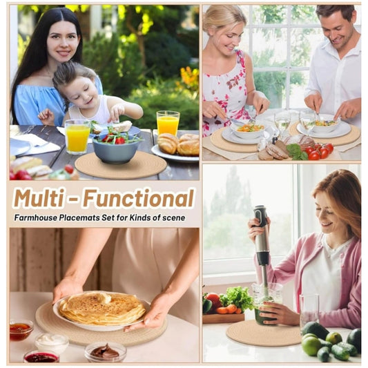 Generic Cotton Dining Table Round Placemat Mats Set of 4 (Cream)