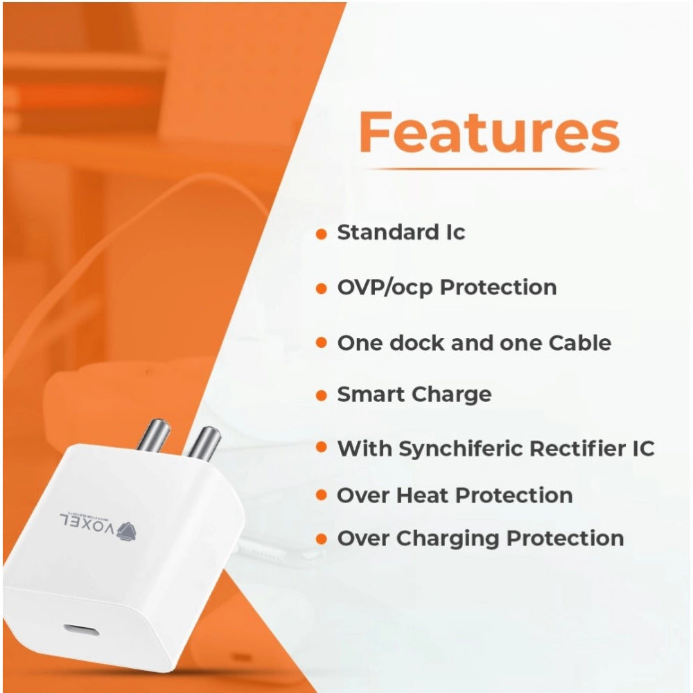 Generic VOXEL 100 Watt ' C ' Port PD Fast Charger AB Plastic (White)