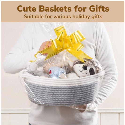 Generic Cotton Baby Gift Basket Pack of 1 Storage Basket For Clothes (Grey)