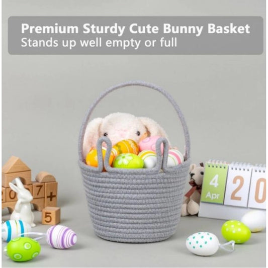 Generic Cotton Toy Bucket Pack of 1 Storage Basket For Clothes (Grey)