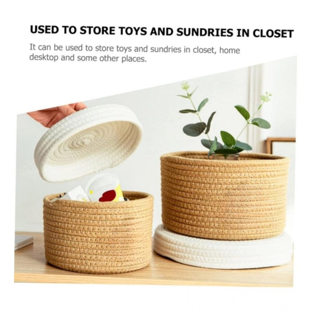 Generic Cotton Box White Lid Inch Pack of 1 Storage Basket For Clothes (Brown)