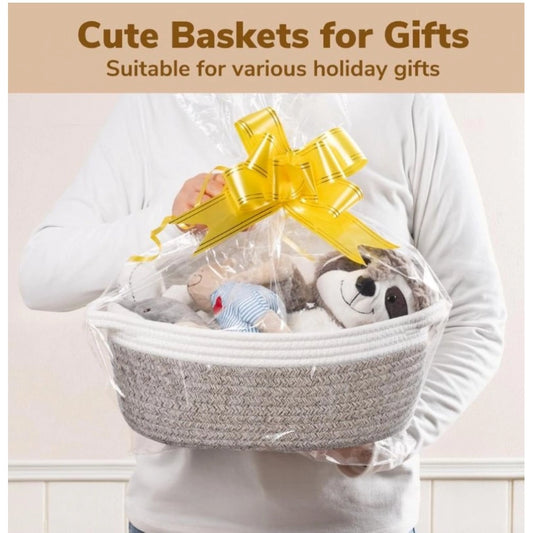 Generic Cotton Baby Gift Basket Inch Pack of 1 Storage Basket For Clothes (White)