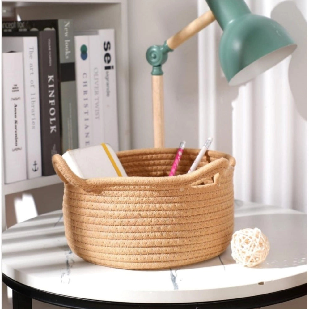 Generic Cotton Cat Basket Inch Pack of 1 Storage Basket For Clothes (Beige)