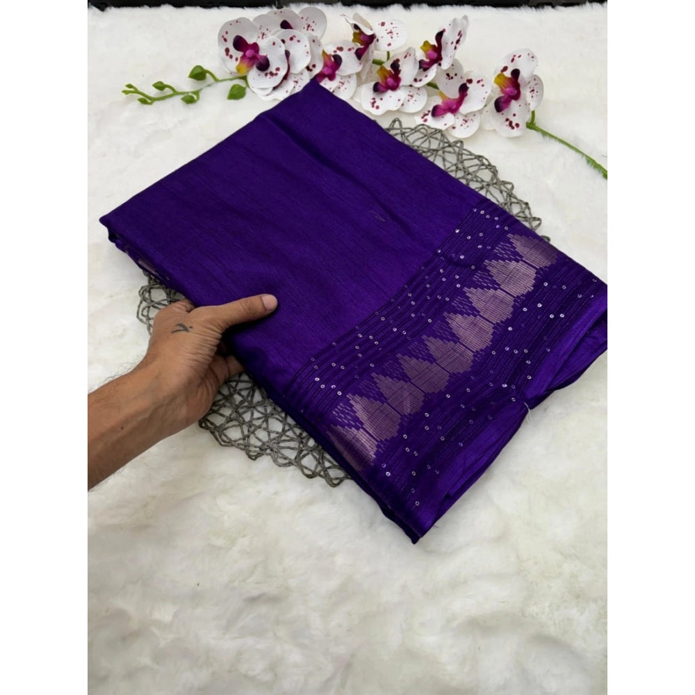 Generic Women's Benny Crape Printed Saree With Unstitched Blouse 5.5Mtr (Purple)