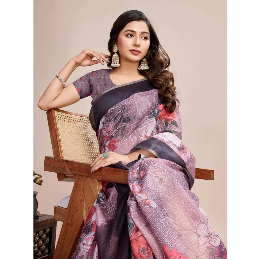 Generic Women's Georgette Embroidered Saree With Unstitched Blouse (5.5Mtr, Multicolor)