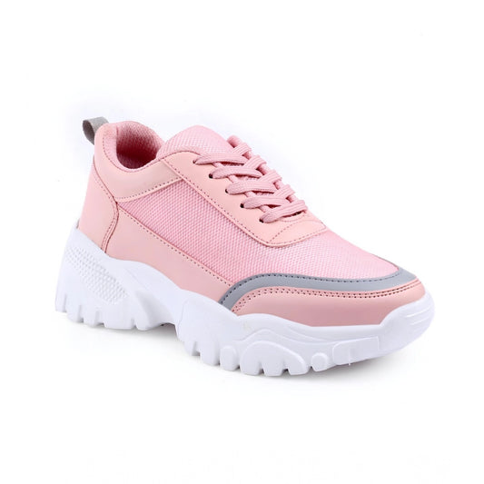 Generic Women's Casual Mesh Printed Lace-Ups Shoes (Pink)