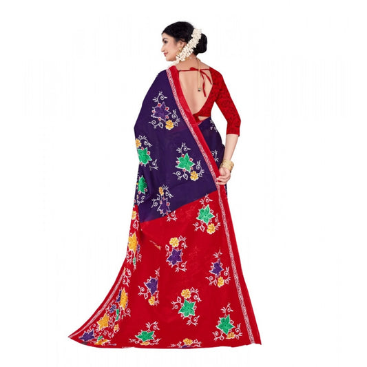 Generic Women's Soft Pure Cotton Printed Saree With Unstitched Blouse 5.5Mtr (Multicolor)
