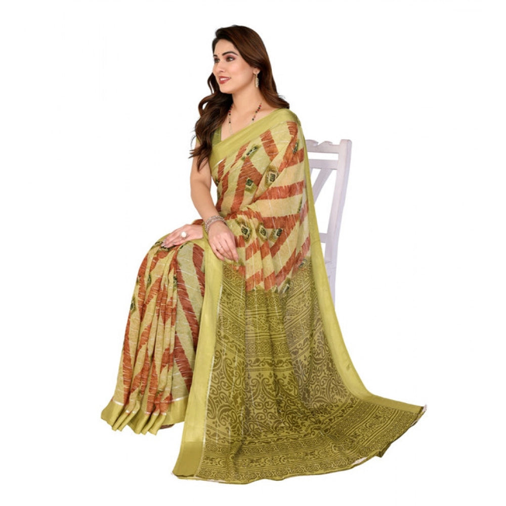 Generic Women's Georgette Printed Saree With Unstitched Blouse 5.5Mtr (Multicolor)