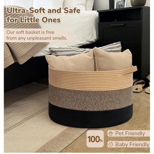 Generic Cotton Mix 16x14 Inch Pack of 1 Storage Basket For Clothes (Multicolor)