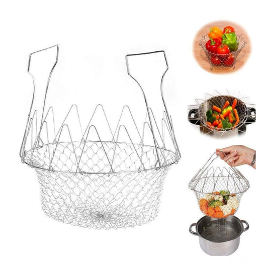 Generic Foldable Chef Basket – Multi-Function Strainer And Steamer (Color: Assorted )
