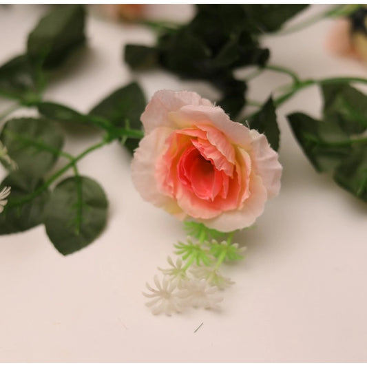 Generic Artificial White Filler Rose Vines Flowers Plants Artificial Flower Creeper Hanging Rose For Home Decoration (Color: Pink_White, Material: Silk Polyester)