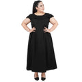 Generic Women's Fit And Flare Black Dress (Color:Black, Material:Polyester)