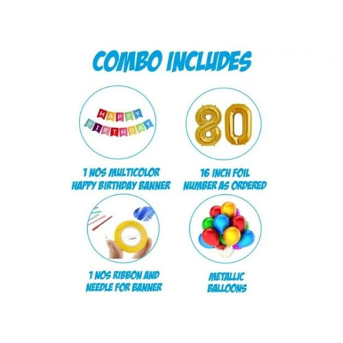 Generic 9Th Happy Birthday Decoration Combo With Multi Color Banner (Multicolor)
