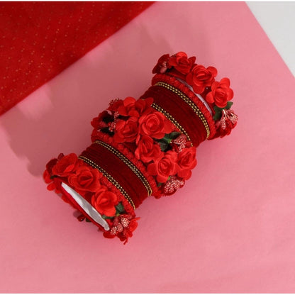 Generic Women's Red Color Floral Bangles Set: 2.4