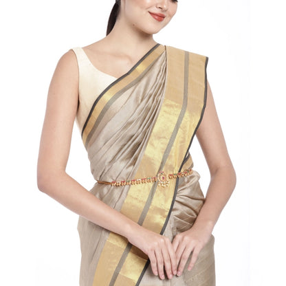 Generic Women's Rose Gold Plated Alloy Hip Belt Kamarband (Red &amp; Green)