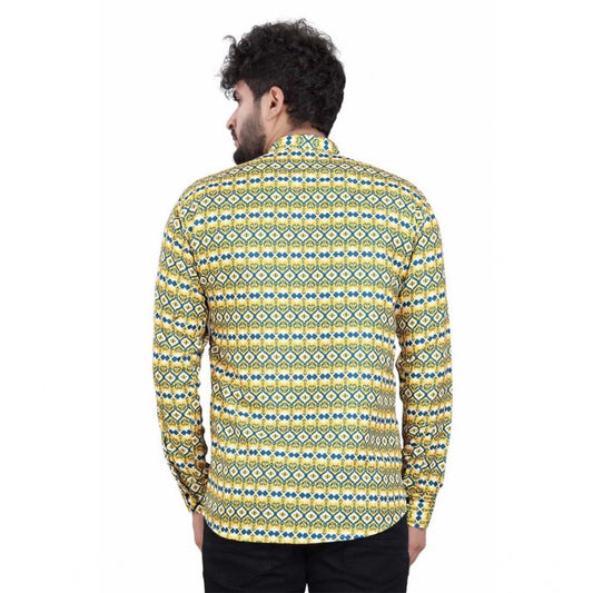 Generic Men's Cotton Blended Printed Full Sleeve Short kurta (Multicolor)