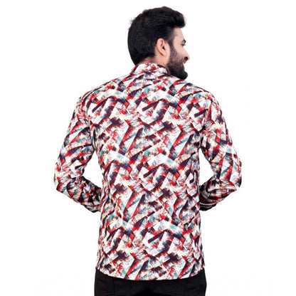 Generic Men's Cotton Blended Printed Full Sleeve Short kurta (Multicolor)