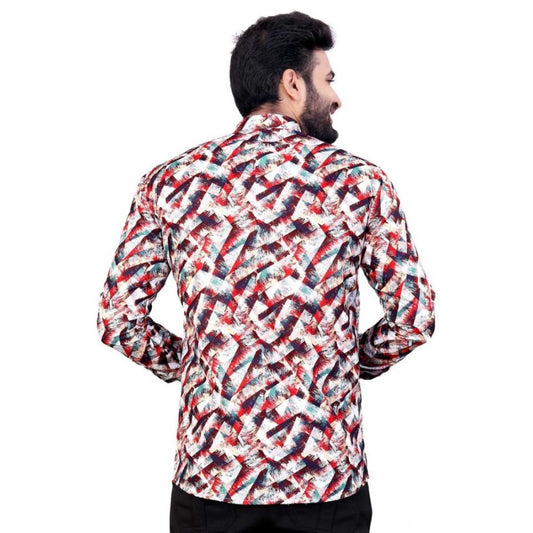 Generic Men's Cotton Blended Printed Full Sleeve Short kurta (Multicolor)