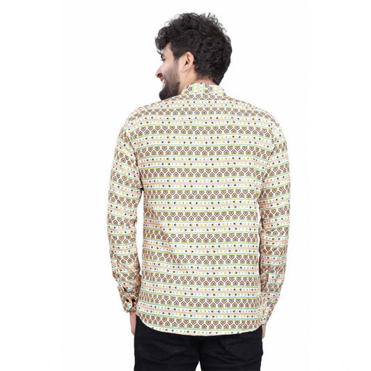 Generic Men's Cotton Blended Printed Full Sleeve Short kurta (Multicolor)