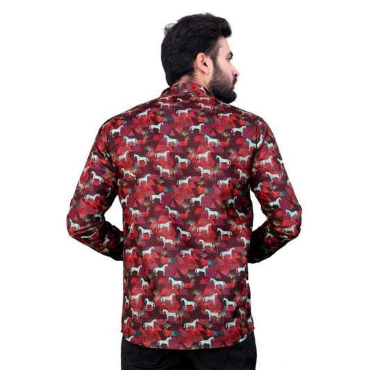 Generic Men's Cotton Blended Printed Full Sleeve Short kurta (Multicolor)