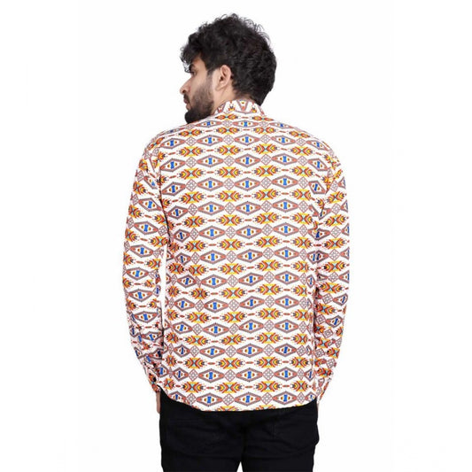 Generic Men's Cotton Blended Printed Full Sleeve Short kurta (Multicolor)