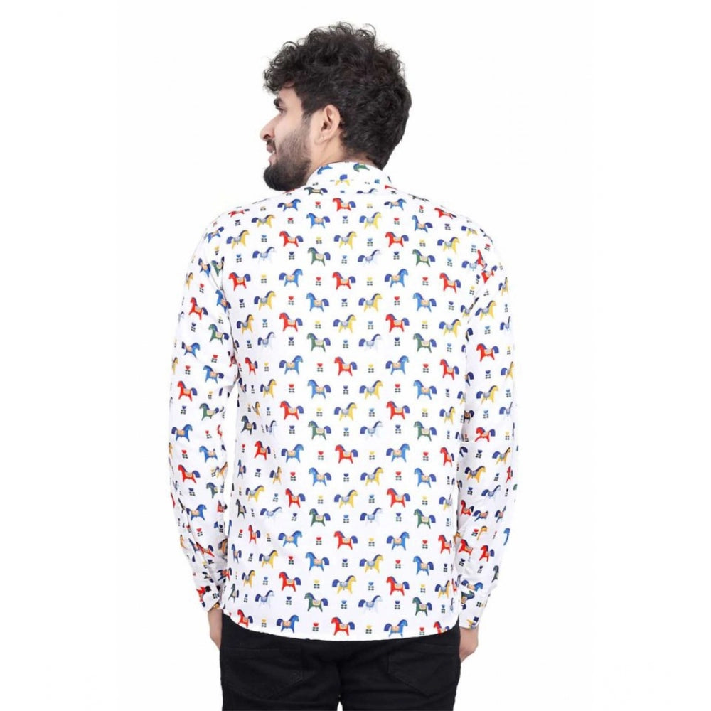 Generic Men's Cotton Blended Printed Full Sleeve Short kurta (Multicolor)